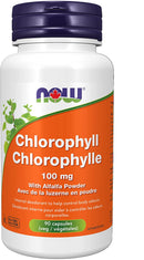 NOW Chlorophyll with Alfalfa Powder - 90 vegetarian capsules - Greens