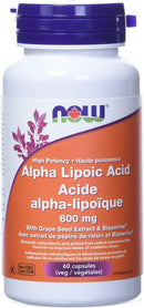 NOW Alpha Lipoic Acid 600mg - 60 vegetable capsules - Supplements