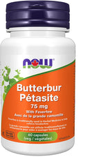 NOW Butterbur 75mg with Feverfew - 60 vegetarian capsules - - Brain Support