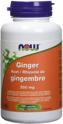 NOW Ginger Root 550mg - 100 vegetarian capsules - Herbals