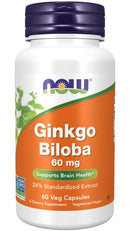 NOW Ginkgo Biloba 60mg - 60 capsules - Brain Support