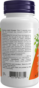 NOW White Willow Bark 400mg - 100 capsules July 2025 - Herbals