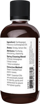 NOW 100% Pure Lemongrass Oil - 118ml - Essential Oils
