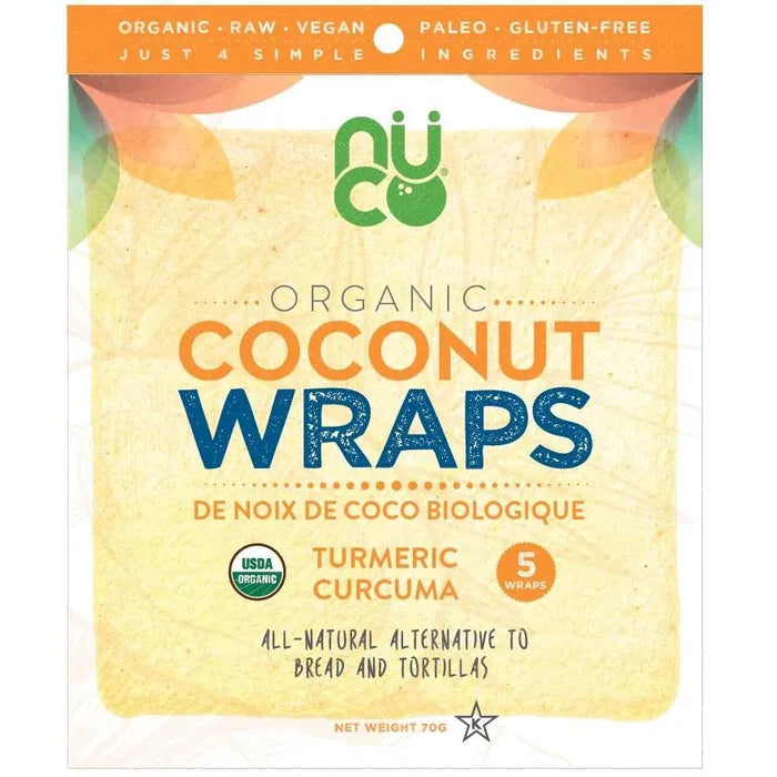 NUCO Organic Coconut Wraps - Turmeric 70g - Bread