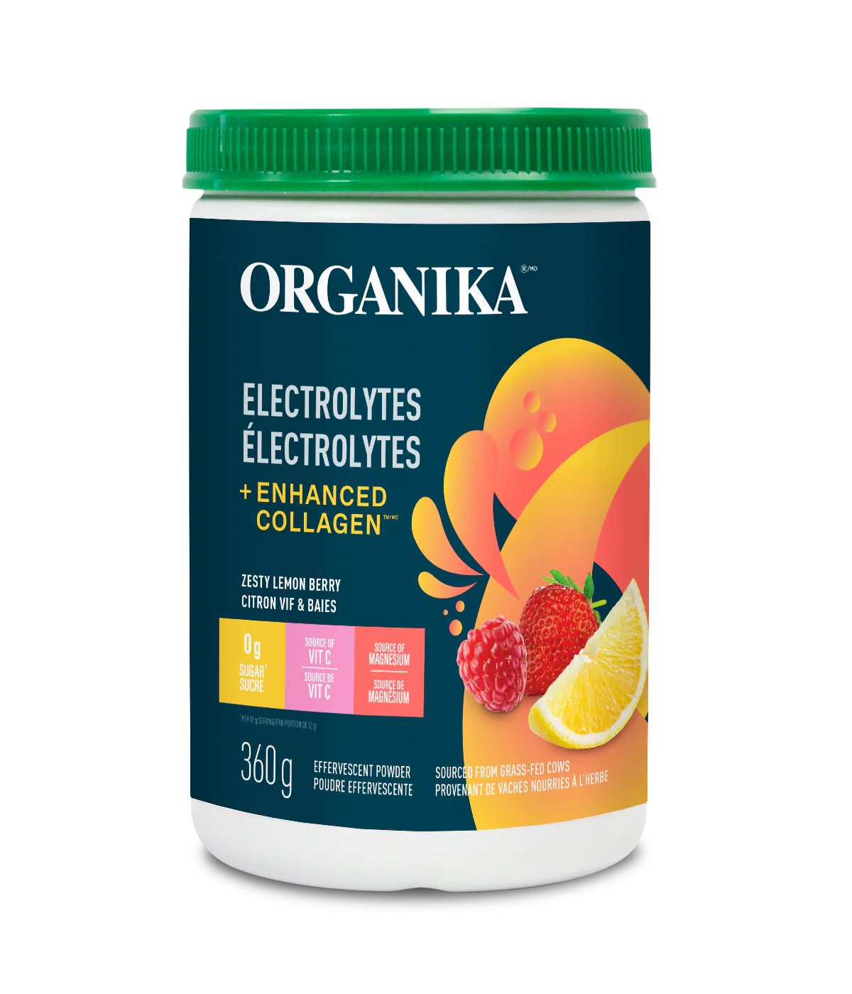 Organika Electrolytes + Enhanced Collagen - Zesty Lemon Berry 360g - Collagen