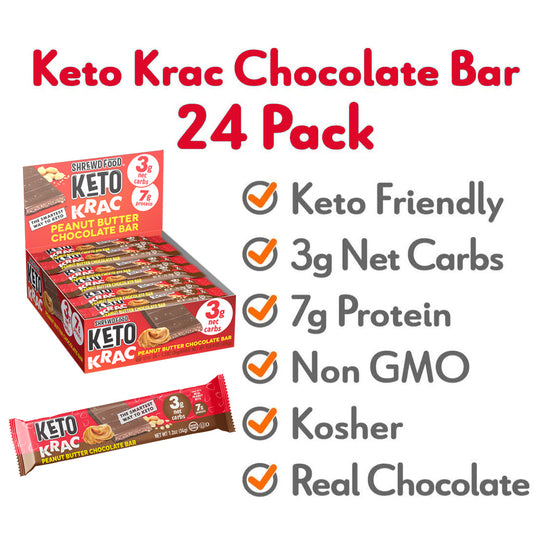 Shrewd Food Keto Krac Bars - Keto Krac Peanut Butter & Chocolate 34g x 24 - Chocolate