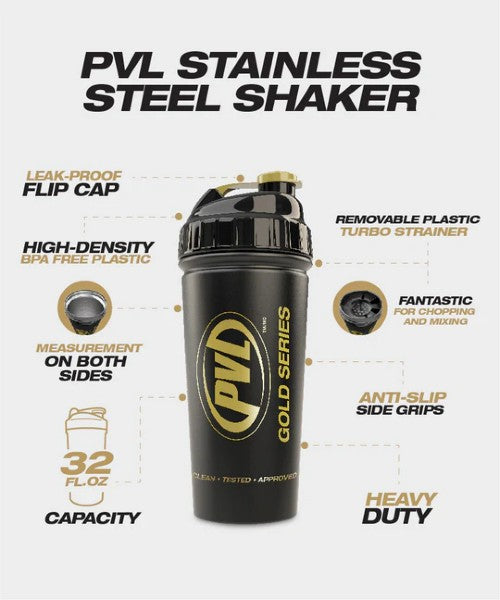 Pure Vita Labs Gold Series Matte Black Stainless Steel Shaker 32 oz