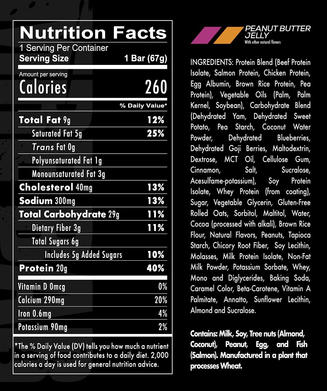 MRE Meal Replacement Bar 67g x 12 Single Bar / Peanut Butter & Jelly