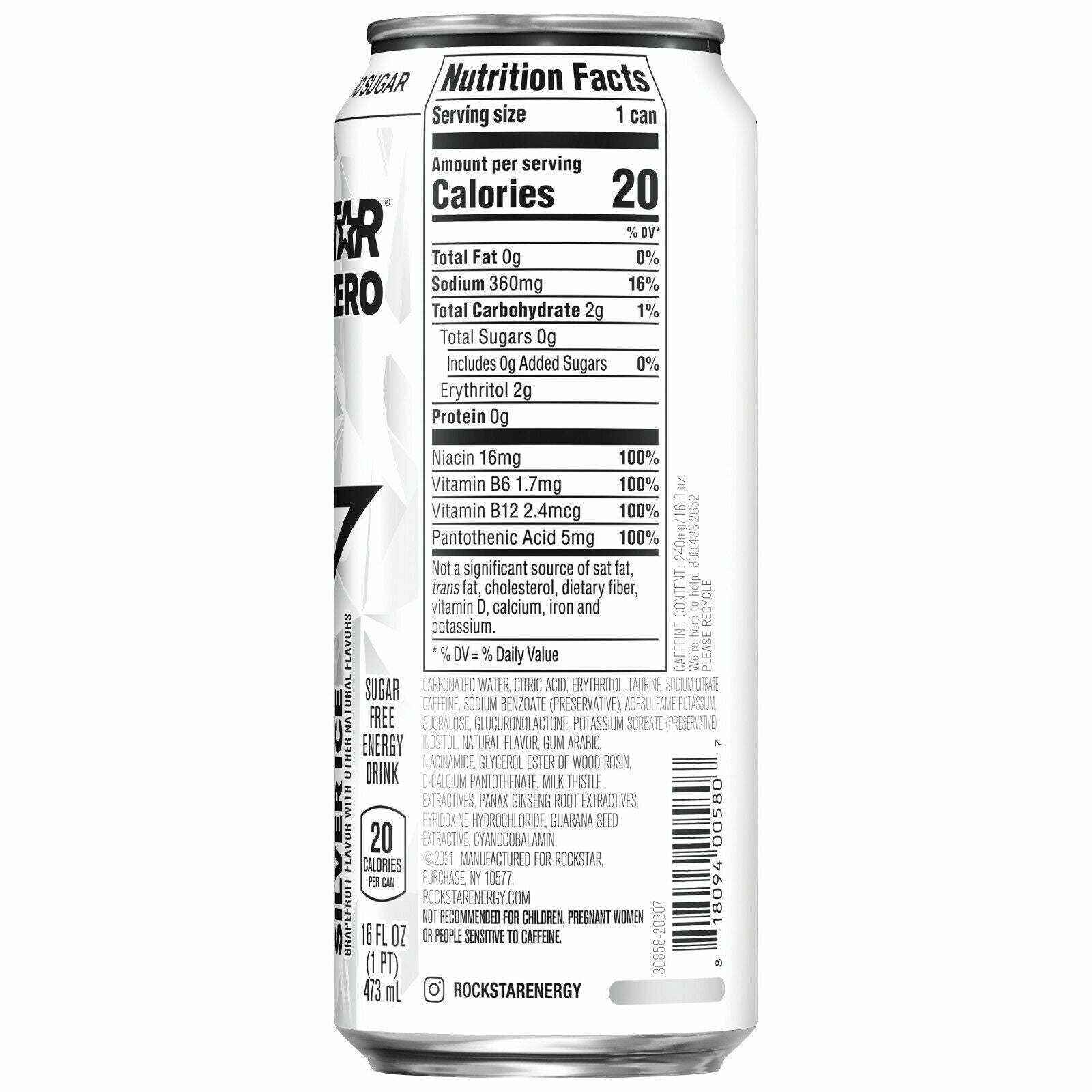 Rockstar Pure Zero 12x473ml / Silver Ice