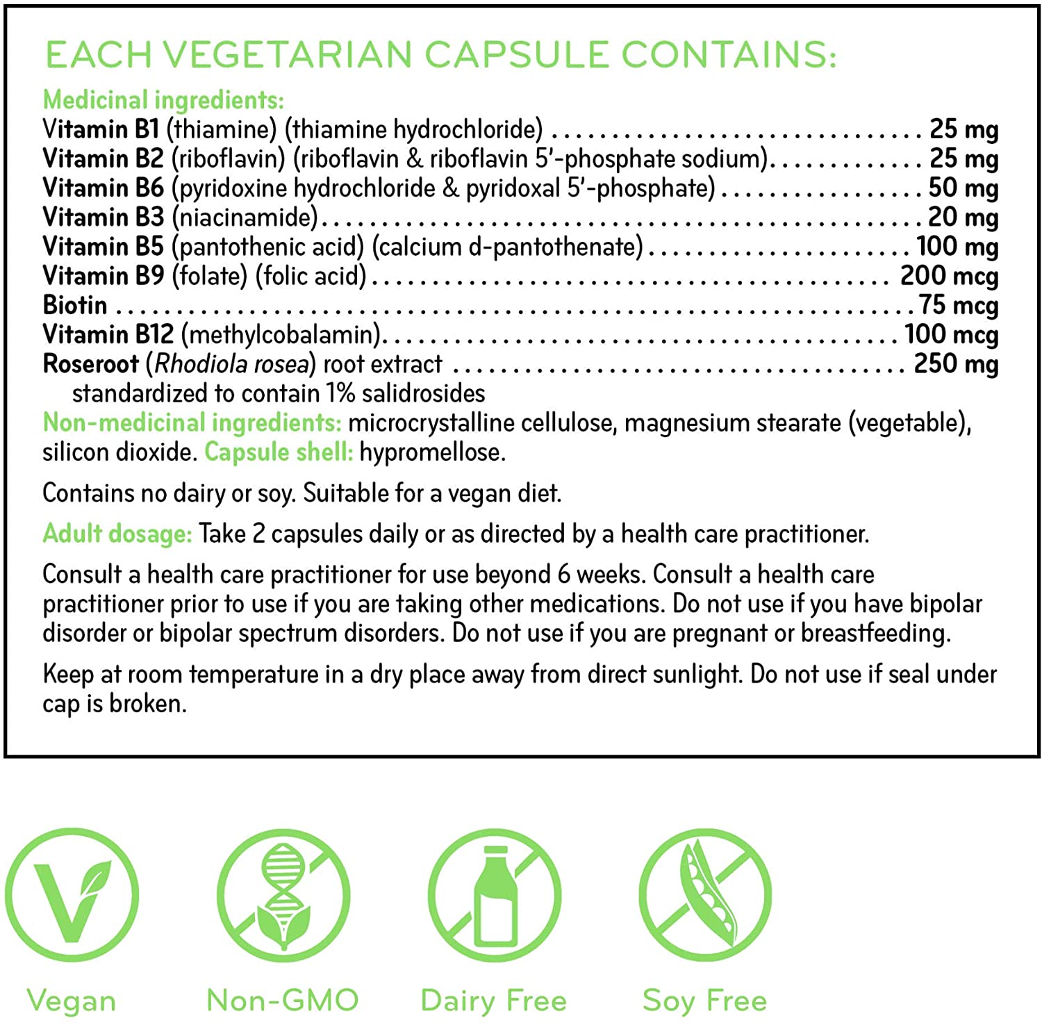 B Calm, with 250 mg Rhodiola 60 Veg Caps