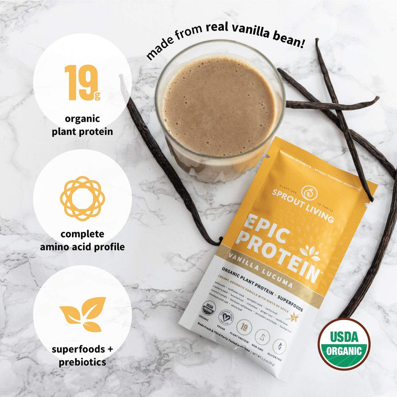 Sprout Living Epic Protein 2.27kg / Vanilla Lucuma, USDA Organic, SNS Health, Protein Powder