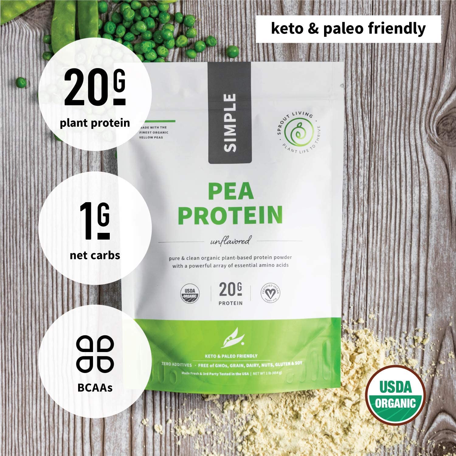 Simple Organic Pea Protein 454g