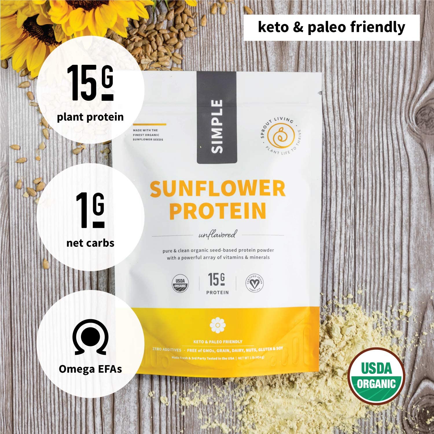 Simple Organic Protein Sunflower Seed 454g
