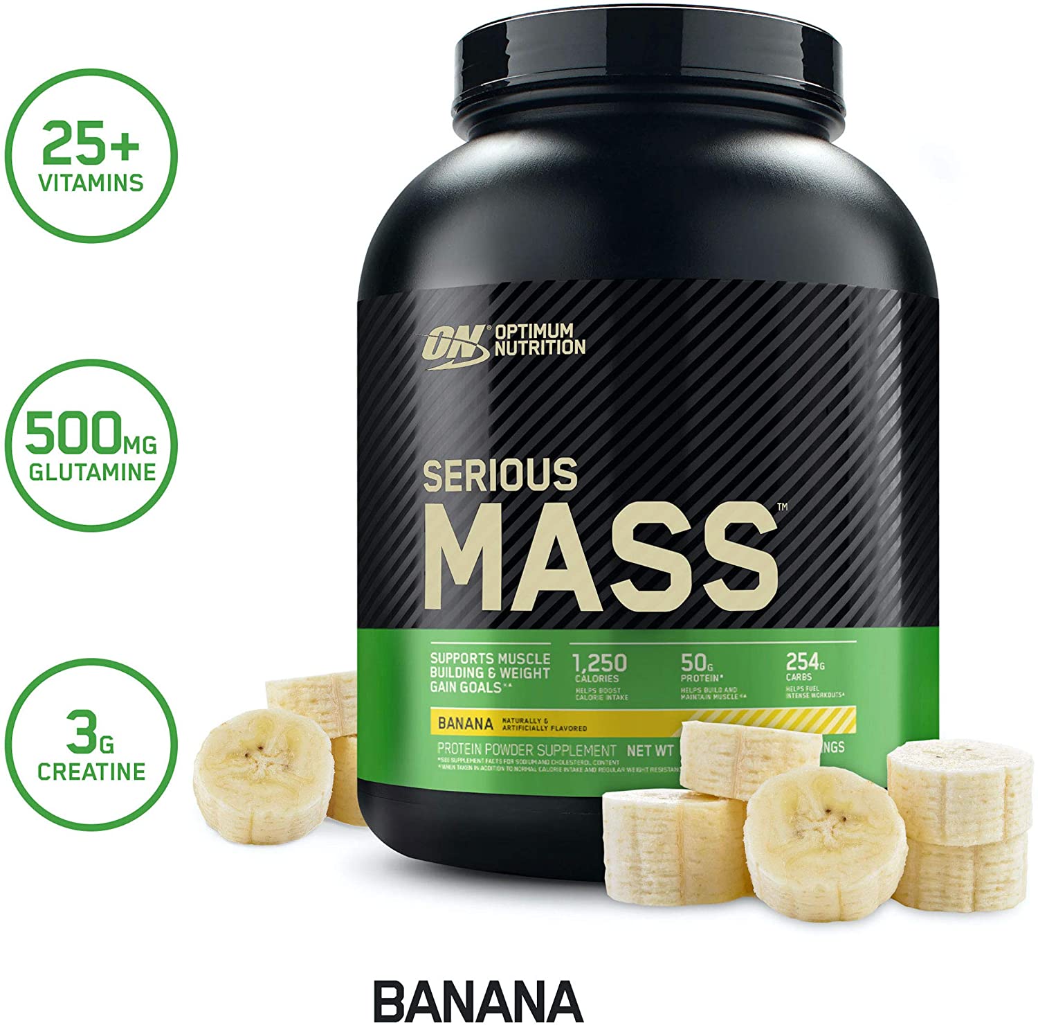 Optimum Nutrition Serious Mass, Banana, 6 lbs, 2.72 kg, 8 Serving, Supplement Contains, SNS Health, Sports Nutrition