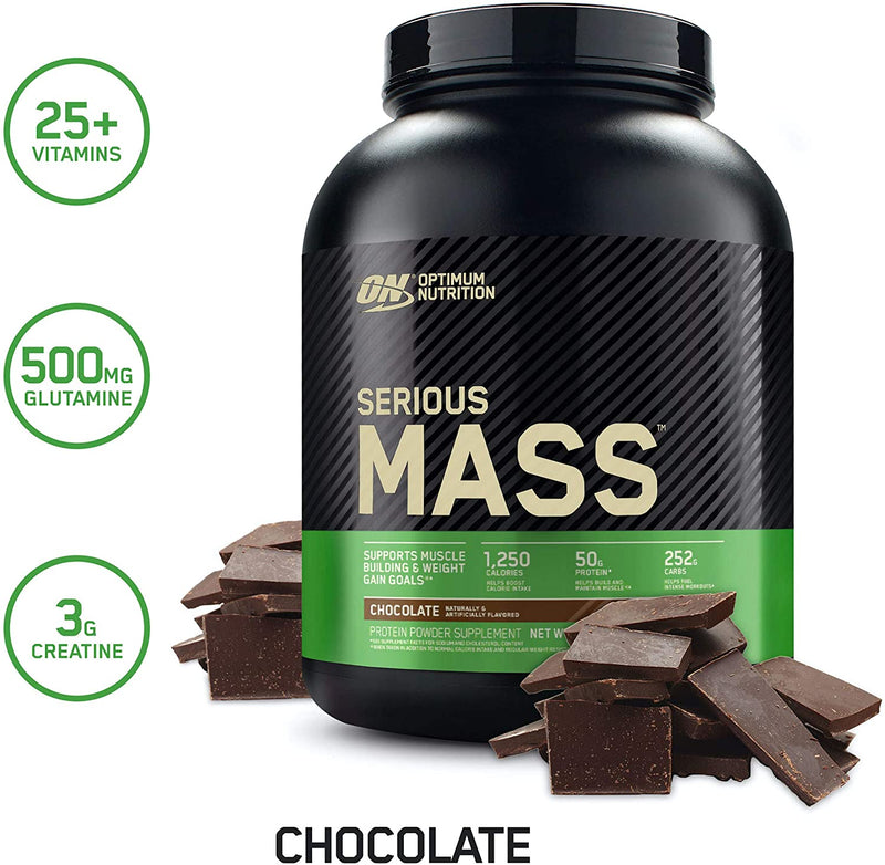 Optimum Nutrition Serious Mass, Chocolate, 6 lbs, 2.72 kg, 8 Serving, Supplement Contains, SNS Health, Sports Nutrition