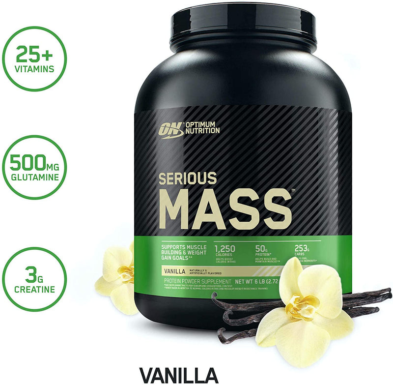 Optimum Nutrition Serious Mass, Vanilla, 6 lbs, 2.72 kg, 8 Serving, Supplement Ingredients, SNS Health, Sports Nutrition