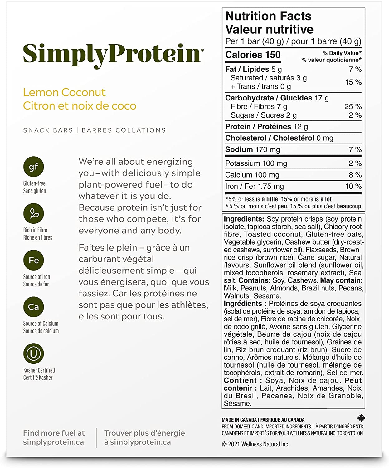Simply Protein Snack Bar Lemon Coconut / 12x40g