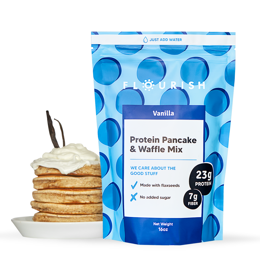 Flourish Protein Pancake & Waffle Mix, 430g, Vanilla, 23g Protein, 7g Fiber